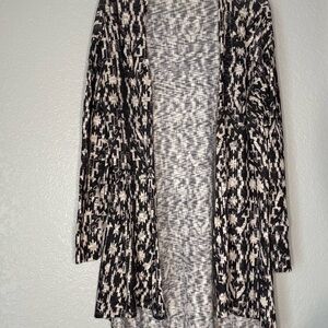 Aztec Design Western Country Boho Black And Cream Lightweight Cardigan Size L